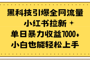 【2024.03.31】黑科技引爆全网流量小红书拉新，单日暴力收益7000+，小白也能轻松上手百度网盘免费下载-芽米宝库