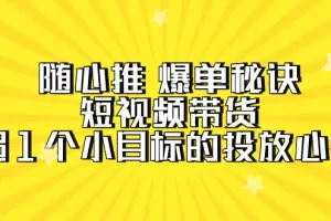 【2024.03.31】随心推 爆单秘诀，短视频带货-超1个小目标的投放心得（7节视频课）百度网盘免费下载-芽米宝库