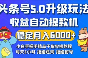 【2024.03.26】今日头条5.0升级版玩法，畅玩头条，自动提款机玩法，轻松月入6000+百度网盘免费下载-芽米宝库