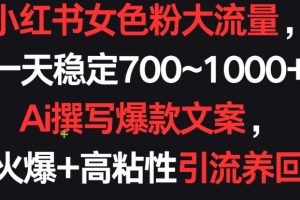 【2024.03.25】小红书女色粉大流量，一天稳定700~1000+ Ai撰写爆款文案，条条火爆+高粘性引流养回头客百度网盘免费下载-芽米宝库