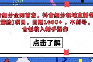 【2024.03.24】全网首发，抖音细分领域直播带货(不露脸)项目，日赚1000+ ，不封号，适合低收入新手操作百度网盘免费下载-芽米宝库
