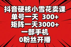 【2024.03.23】抖音硬核小雪花卖课，单号一天300+，矩阵一天3000+，一部手机0粉丝开播百度网盘免费下载-芽米宝库