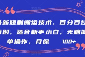 【2024.03.22】最新短剧搬运技术，百分百过原创，适合新手小白，无脑简单操作，月保底2000+百度网盘免费下载-芽米宝库