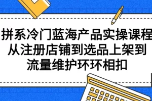 【2024.03.22】拼系冷门蓝海产品实操课程，从注册店铺到选品上架到流量维护环环相扣-芽米宝库