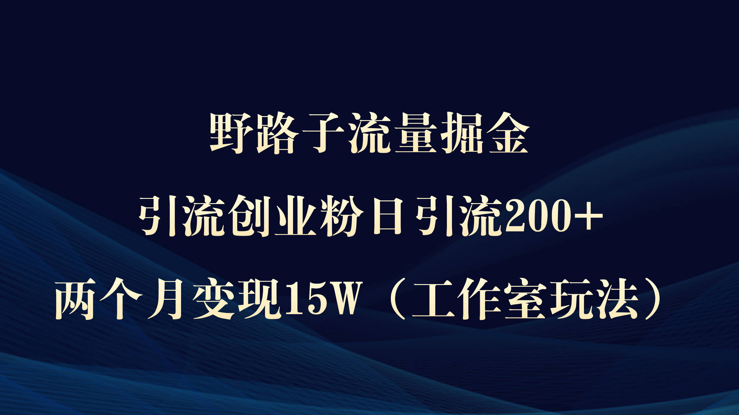 图片[1]-【2024.03.21】野路子流量掘金，引流创业粉日引流200+，两个月变现15W（工作室玩法）百度网盘免费下载-芽米宝库