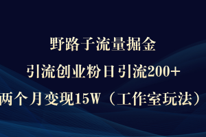 【2024.03.21】野路子流量掘金，引流创业粉日引流200+，两个月变现15W（工作室玩法）百度网盘免费下载-芽米宝库