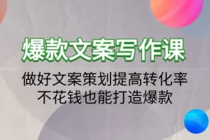 【2024.03.21】爆款文案写作课：做好文案策划提高转化率，不花钱也能打造爆款（19节课）百度网盘免费下载-芽米宝库