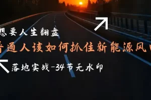 【2024.03.20】想要人生翻盘，普通人如何抓住新能源风口赚钱，落地实战案例课-34节无水印百度网盘免费下载-芽米宝库