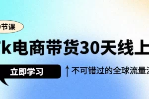 【2024.03.18】TK电商带货30天线上课，不可错过的全球流量洼地（29节课）百度网盘免费下载-芽米宝库