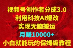 【2024.03.17】视频号创作者分成3.0，利用科技AI爆改，实现无脑搬运，月赚10000+，小白就能玩的保姆级教程百度网盘免费下载-芽米宝库