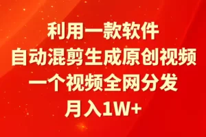 【2024.03.16】利用一款软件，自动混剪生成原创视频，一个视频全网分发，月入1W+附软件百度网盘免费下载-芽米宝库