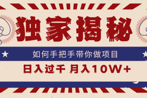 【2024.03.12】独家揭秘，如何手把手带你做项目，日入上千，月入10W+百度网盘免费下载-芽米宝库