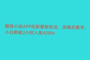 【2024.03.11】酷我小说APP拉新最新玩法，保姆式教学，小白都能2小时入账4200+百度网盘免费下载-芽米宝库