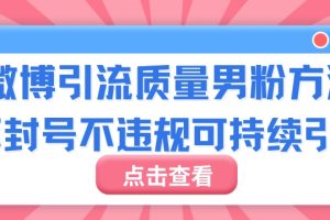 【2024.03.10】微博引流质量男粉，不封号不违规不封设备，可持续引流百度网盘免费下载-芽米宝库