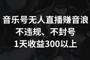 【2024.03.10】音乐号无人直播赚音浪，不违规、不封号，1天收益300+百度网盘免费下载-芽米宝库