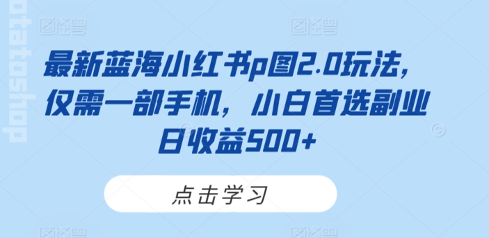 图片[1]-【2024.03.06】最新蓝海小红书p图2.0玩法，仅需一部手机，小白首选副业日收益500+百度网盘免费下载-芽米宝库