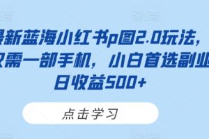 【2024.03.06】最新蓝海小红书p图2.0玩法，仅需一部手机，小白首选副业日收益500+百度网盘免费下载-芽米宝库