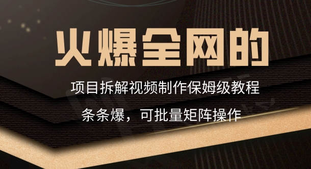 图片[1]-【2024.03.03】火爆全网的项目拆解类视频如何制作，条条爆，保姆级教程百度网盘免费下载-芽米宝库