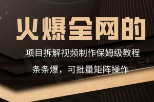 【2024.03.03】火爆全网的项目拆解类视频如何制作，条条爆，保姆级教程百度网盘免费下载-芽米宝库