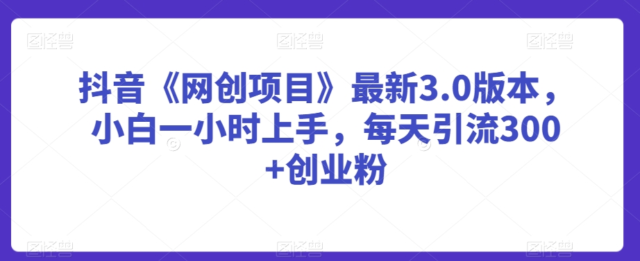 图片[1]-【2024.03.01】抖音《网创项目》最新3.0版本，小白一小时上手，每天引流300+创业粉百度网盘免费下载-芽米宝库