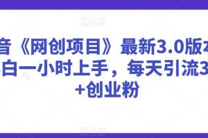 【2024.03.01】抖音《网创项目》最新3.0版本，小白一小时上手，每天引流300+创业粉百度网盘免费下载-芽米宝库