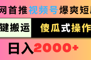 【2024.02.27】视频号爆爽短剧推广，一键搬运，傻瓜式操作，日入2000+百度网盘免费下载-芽米宝库