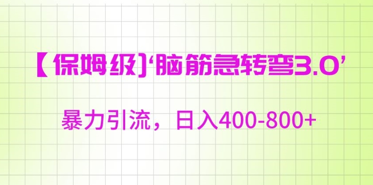 图片[1]-【2024.02.26】保姆级脑筋急转弯3.0，暴力引流，日入400-800+百度网盘免费下载-芽米宝库