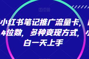 【2024.02.24】靠小红书笔记推广流量卡，日入4位数，多种变现方式，小白一天上手百度网盘免费下载-芽米宝库
