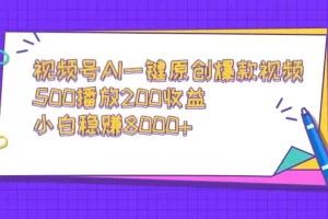 【2024.02.22】视频号AI一键原创爆款视频，500播放200收益，小白稳赚8000+百度网盘免费下载-芽米宝库