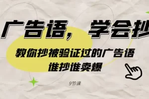 【2024.02.21】广告语，学会抄！教你抄被验证过的广告语，谁抄谁卖爆（9节课）百度网盘免费下载-芽米宝库