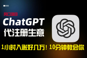 【2024.02.18】一小时入账好几万！利润大到吓人的ChatGPT代注册小生意，10分钟教会你，风口项目人人可做百度网盘免费下载-芽米宝库