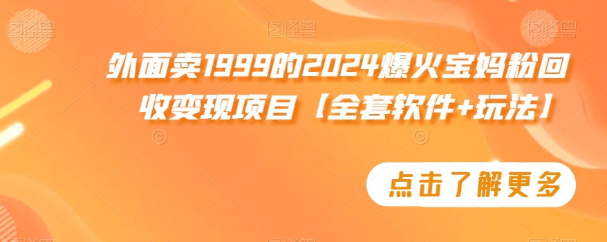 图片[1]-【2024.02.17】外面卖1999的2024爆火宝妈粉回收变现项目【全套软件+玩法】百度网盘免费下载-芽米宝库