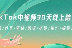 【2024.02.16】TikTok中视频-30天线上陪跑班：注册/养号/素材/剪辑/搭建/制作/提现/等等百度网盘免费下载-芽米宝库