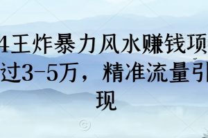 【2024.02.12】2024王炸暴力风水赚钱项目，月入过3-5万，精准流量引流变现百度网盘免费下载-芽米宝库