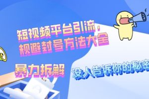 【2024.02.10】没人愿意告诉你的秘密，短视频平台引流，规避封号方法大全(暴力拆解)百度网盘免费下载-芽米宝库