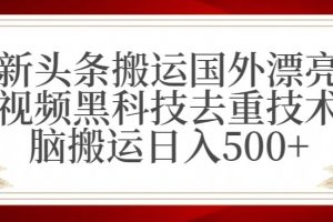 【2024.02.08】最新头条搬运国外漂亮美女视频，黑科技去重技术，无脑搬运日入500+百度网盘免费下载-芽米宝库