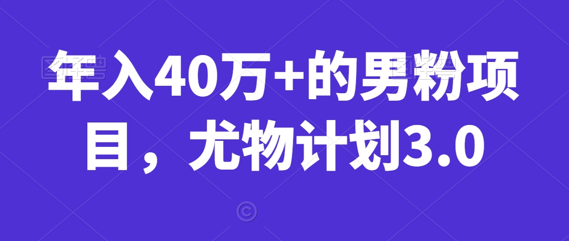 图片[1]-【2024.02.08】年入40万+的男粉项目，尤物计划3.0百度网盘免费下载-芽米宝库