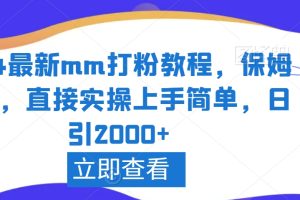 【2024.02.08】2024最新mm打粉教程，保姆教学，直接实操上手简单，日引2000+百度网盘免费下载-芽米宝库