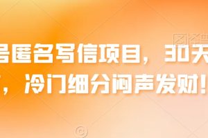 【2024.02.05】公众号匿名写信项目，30天赚上万，冷门细分闷声发财！百度网盘免费下载-芽米宝库