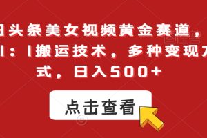 【2024.02.05】今日头条美女视频黄金赛道，最新1：1搬运技术，多种变现方式，日入500+百度网盘免费下载-芽米宝库