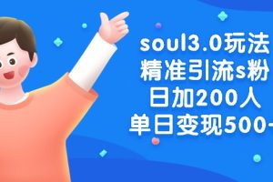 【2024.02.04】soul3.0玩法精准引流s粉，日加200人单日变现500+百度网盘免费下载-芽米宝库