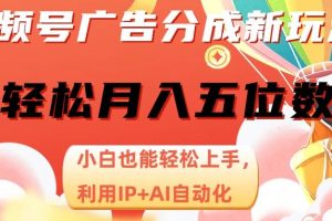 【2024.01.31】视频号项目广告分成，新手轻松上手，最火AI自动化，轻松日入1000位数百度网盘免费下载-芽米宝库