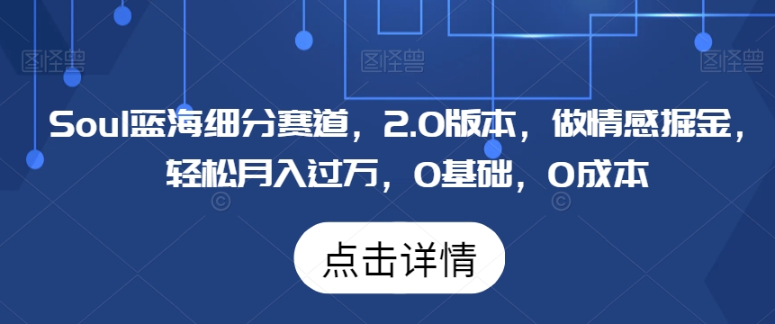 图片[1]-【2024.01.30】Soul蓝海细分赛道，2.0版本，做情感掘金，轻松月入过万，0基础，0成本百度网盘免费下载-芽米宝库