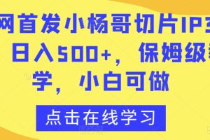 【2024.01.30】全网首发小杨哥切片IP3.0，日入500+，保姆级教学，小白可做百度网盘免费下载-芽米宝库