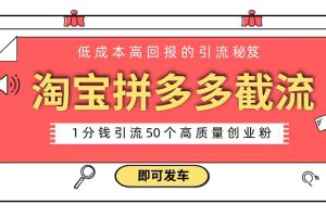 【2024.01.28】淘宝拼多多电商平台截流创业粉 只需要花上1分钱，长尾流量至少给你引流50粉百度网盘免费下载-芽米宝库