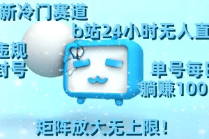 【2024.01.26】最新冷门赛道，b站24小时无人直播 0违规0封号，单号每日躺赚100＋矩阵放大无上限！百度网盘免费下载-芽米宝库
