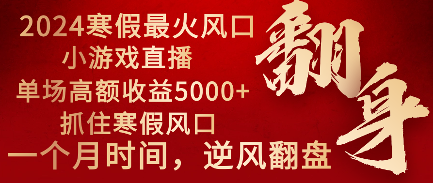 图片[1]-【2024.01.26】2024年最火寒假风口项目 小游戏直播 单场收益5000+抓住风口 一个月直接提车百度网盘免费下载-芽米宝库