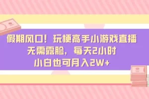 【2024.01.26】假期风口！玩梗高手小游戏直播，无需露脸，每天2小时，小白也可月入2W+百度网盘免费下载-芽米宝库