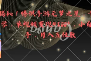 【2024.01.25】全网揭秘！腾讯手游元梦之星，十分钟顶尖教学，单视频变现4500+月入5位数百度网盘免费下载-芽米宝库
