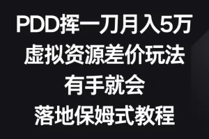 【2024.01.25】PDD挥一刀月入5万，虚拟资源差价玩法，有手就会，落地保姆式教程百度网盘免费下载-芽米宝库